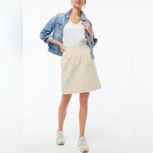 J.Crew Factory Linen Cotton Blend City Skirt 4 Cream Pull-On Elastic Waist